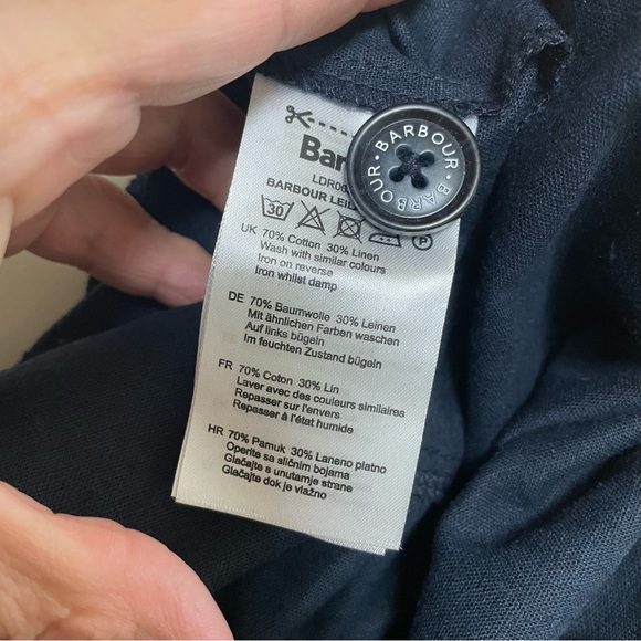 Barbour Navy leilani linen blend square neck puff sleeve Jumpsuit 14 - Picture 14 of 15